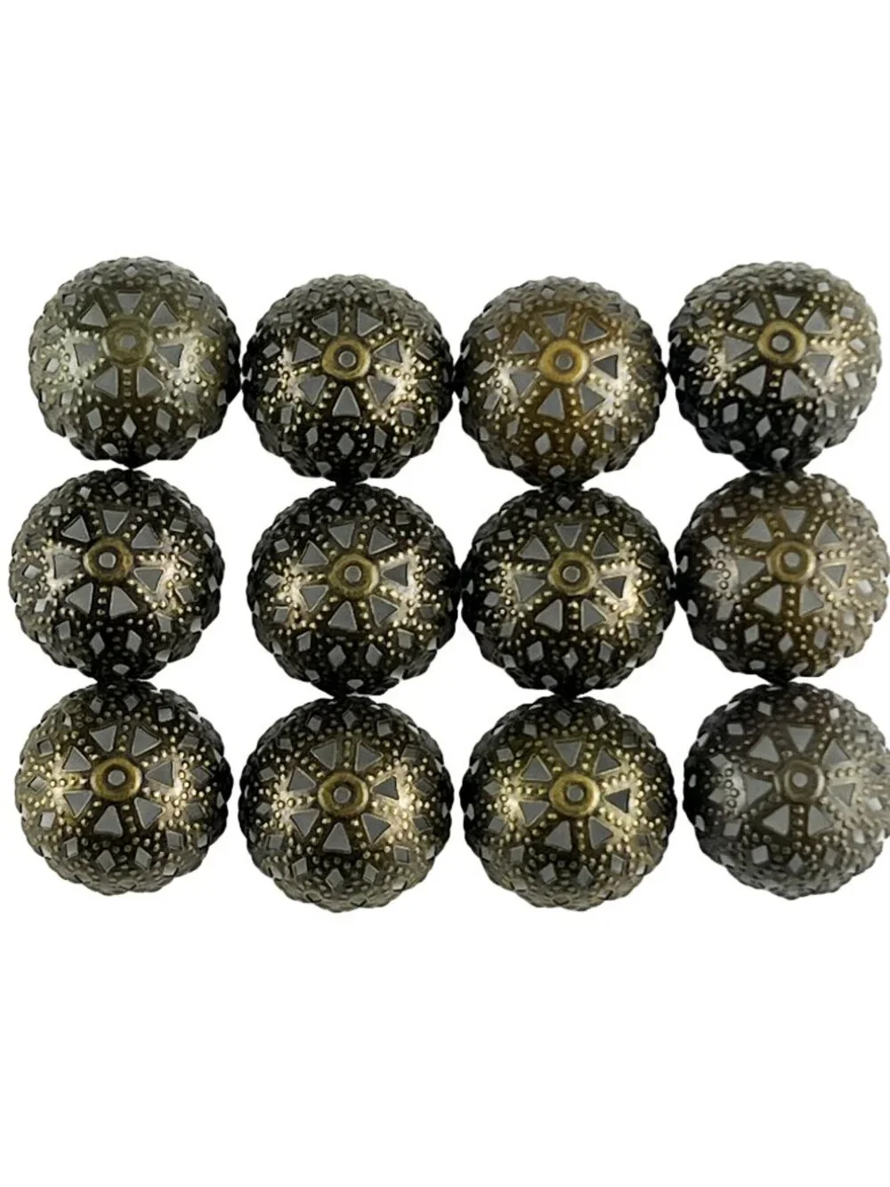 Lot of 12 Large Dome Filigree Bead Caps Antique Bronze - Jewelry Findings